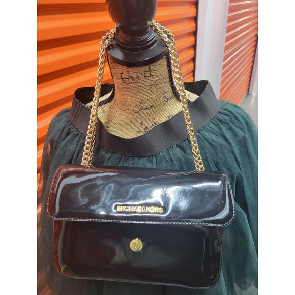 Michael Kors Patent Leather Small Black Crossbody Purse - Picture 4 of 7